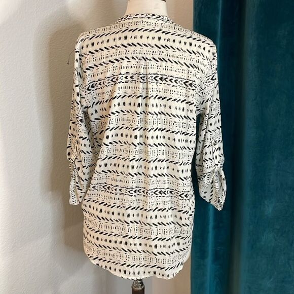 Lush cream and black Geometric Blouse Top for Women | size M - Picture 5 of 7